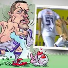 Andrés Chicaiza de Delfín y la locura después del gol ante Barcelona.