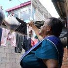 Elena Coronel mostró el daño que causó la explosión en el patio trasero de su domicilio. El techo quedó endeble, al igual que las columnas.