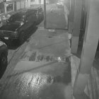 Momento en el que dos sujetos se acercan para arrojar un líquido sobre el carro.