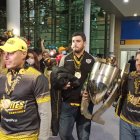 Según José Francisco Cevallos, el actual presidente de Barcelona, Carlos Alfaro Moreno (i) y Rafael Verduga (d), vicepresidente, estarían distanciados.