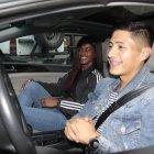 David Hurtado junto a la velocista Anahí Suárez, quien vivió la experiencia del carpool que lleva adelante el marchista olímpico.