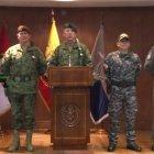 Los comandantes de las Fuerzas Armadas y de la Policía Nacional durante comunicado conjunto