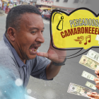 Kleber tiene una forma particular de anunciar que ha llegado con los mariscos al sector.