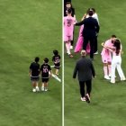 Antonella Rocuzzo por poco besa a Jordi Alba, tras el encuentro entre el Inter de Miami y Cincinnati.