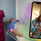 La presentadora siendo atendida por el personal médico.