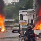 El patrullero fue incinerado por los delincuentes.