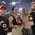 Jonathan Luna, Gisella Meza, gerente de radio Punto Rojo, Andreina Bravo y Toño Navarrete, durante la rueda de prensa.