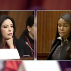 Pamela Aguirre es presidenta de la Comisión de Fiscalización de la Asamblea Nacional. Diana Salazar es la fiscal general del Estado.