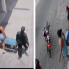 Cámaras captaron el momento en que mujeres se llevaban los generadores eléctricos.