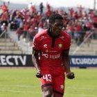 Jorge Ordóñez festeja uno de los dos goles para El Nacional ante Mushuc Run en CopaEcuador