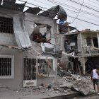 En el barrio Cristo del Consuelo, al norte de Machala, unas viviendas quedaron destruidas.