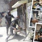 Los policías forzaron varias puertas en su búsqueda de evidencias relacionadas con delitos.