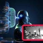 Captura del video en que se observa al robot pequeño liderar a los demás.