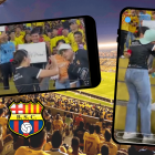 Pedida de mano de una mujer a su novio en el Barcelona SC vs. Independiente del Valle.