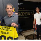 Guillermo Almada junto a Antonio Álvarez presidente de Barcelona. Se dio tiempo para visitar EXTRA.