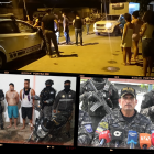 Dos de los sospechosos detenidos y una motocicleta que se habría utilizado en los dos ataques.