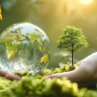 Las manos que protegen el futuro del planeta: cada acción cuenta por la Tierra.