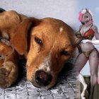 A la izquierda Teddy, un perro víctima de zoofilia. A la derecha, representaciones de animales sexualizados difundidos en Telegram.