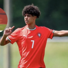 Cristiano Ronaldo Jr. celebra con el famoso 'Siuuu' tras marcar su segundo gol en la final con la selección Sub-15 de Portugal.