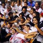 El festejo de los jugadores de Liga de Quito tras ganar la Libertadores de 2008.