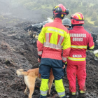 Miembros del Cuerpo de Bomberos realizan labores de búsqueda.