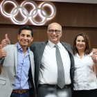 La lista encabezada por Jorge Delgado (c) y Jefferson Pérez (i) ganaron las elecciones presidenciales del COE para el período 2025-2029.