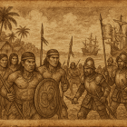 Ilustración de los constantes enfrentamientos que los pueblos originarios del Guayas tenían con los españoles.