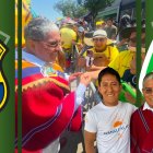 Luis Chango en el desfile del 10 de Agosto en Nueva York junto a José Cusnia.