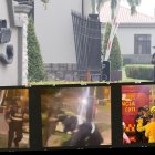 La puerta de la garita quedó desprendida tras el impacto.