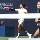 Lorenzo Musetti en una de las prácticas en Flushing Meadows, New York.