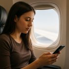 Uso de dispositivos móviles solo permitido en modo avión dentro de la cabina.