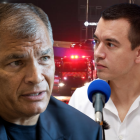 El presidente Daniel Noboa durante su intervención en Guayaquil, donde respondió a las acusaciones de Rafael Correa.