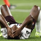 Leonel Quiñónez de LDU Quito se lamenta al final del partido de vuelta por la semifinal de la Copa Libertadores entre Palmeiras.