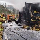 Uno de los neumáticos se recalentó y el fuego siguió al resto del vehículo.