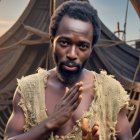 Ilustración hecha con IA, pero con el retrato real de Ebo Noah.