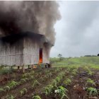 Una de las estructuras destruidas por los agentes durante la intervención.