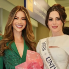 La Miss Universo Ecuador 2024 Mara Topic, y la Miss Universo 2025 Fátima Bosch en Ambato.