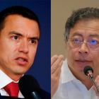 El presidente Daniel Noboa durante un evento oficial, defendiendo el alza de aranceles a Colombia como una medida vinculada a seguridad fronteriza y comercio bilateral