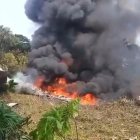 Captura de video tomada de rastreo de redes que muestra el accidente de un avión este lunes, en Putumayo (Nariño).