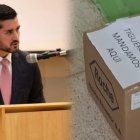Bernardo Córdovez Cereceda, presidente del Consejo Directivo del IESS, y la caja con el mensaje de amenaza.