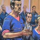 Nicolás Maduro (c), junto a su esposa,, Cilia Flores (d), compareciendo ante un tribunal federal en Nueva York (EE.UU.)