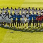 Vista del entrenamiento de la selección de Ecuador en Leganés (Madrid), este martes. El conjunto dirigido por Sebastián Beccacece jugará contra Marruecos, este 27 de marzo, y el día 31 ante Países Bajos.