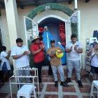 Hasta la Virgen del Mar llegó un grupo de pescadores para festejar su retorno con vida a su tierra natal, tras sobrevivir a la desgracia.