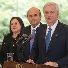 José Antonio Kast, presidente de Chile, durante una rueda de prensa en la embajada chilena en Buenos Aires.