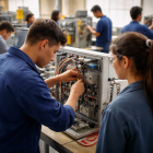 Estudiantes en formación técnica en una imagen referencial generada con IA.