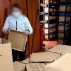 Documentos y cajas fueron incautados en la Dirección Nacional de Educación de la Policía.