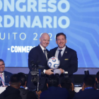 Gianni Infantino participó en el 82.° Congreso de la Conmebol realizado en Quito.