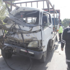 Cuatro vehículos pesados estuvieron involucrados en una colisión en cadena en Guayaquil.