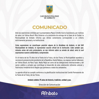 El comunicado de la Municipalidad emitido la tarde del martes 17 de febrero.