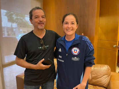 Vanessa Arauz y su padre Jorge en su paso por Guayaquil.